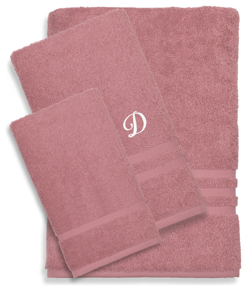 Denzi 3-Piece Towel Set Monogrammed Letter, D