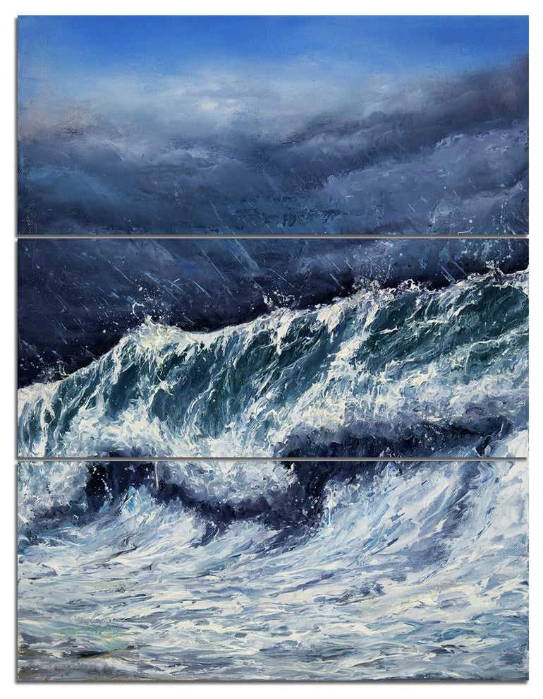 "Storm in Ocean" Photography Metal Wall Art, 3 Panels, 28"x36"
