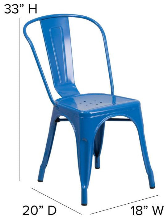 Perry Commercial Grade Metal Indoor-Outdoor Stackable Chair w/All-Weather Seat,