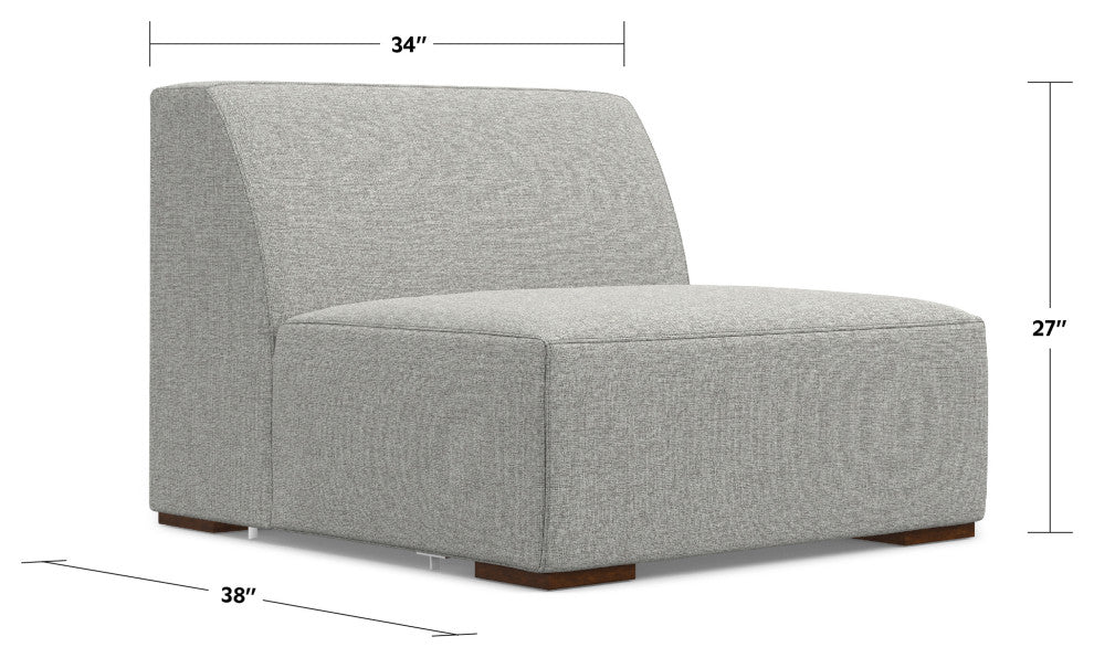 Rex Center Armless Sofa Module in Tightly Woven Performance Fabric