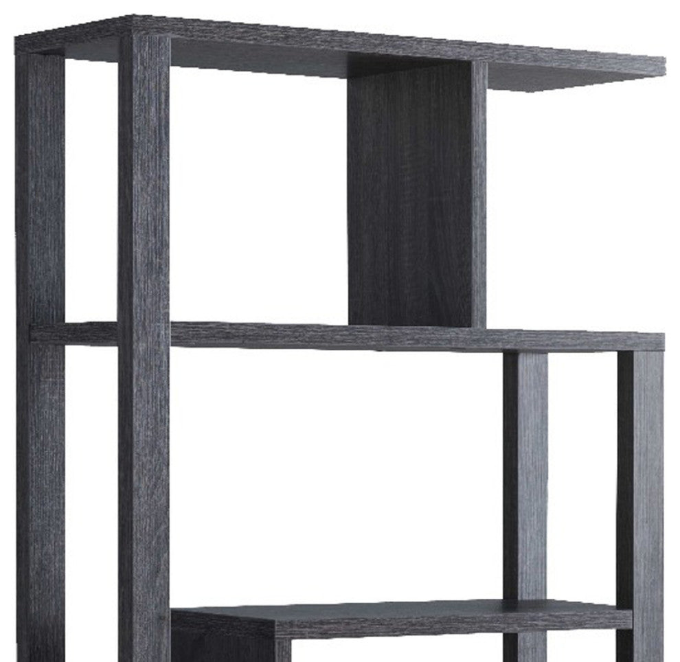 Benzara BM273000 Wood Display Cabinet With Open Frame, Multiple Shelves, Gray