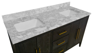 Parisian 60" Bathroom Vanity, Dark Oak, Carrara Marble, Double