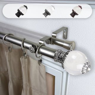 Glossy 1" Double Curtain Rod, Satin Nickel, 66-120"