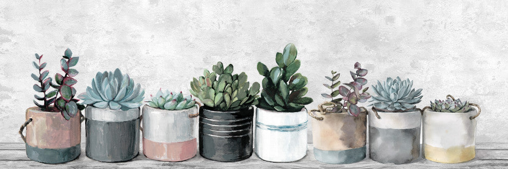 "Row of Succulents" Painting Print on Wrapped Canvas