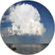 Heavy White Cloud Above Sea, Contemporary Landscape Round Wall Art, 23"