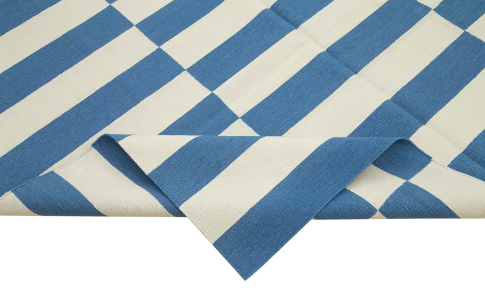 Rug N Carpet - Handmade Wool 5' 11'' x 9' 1'' Geometric Dhurrie Kilim Rug