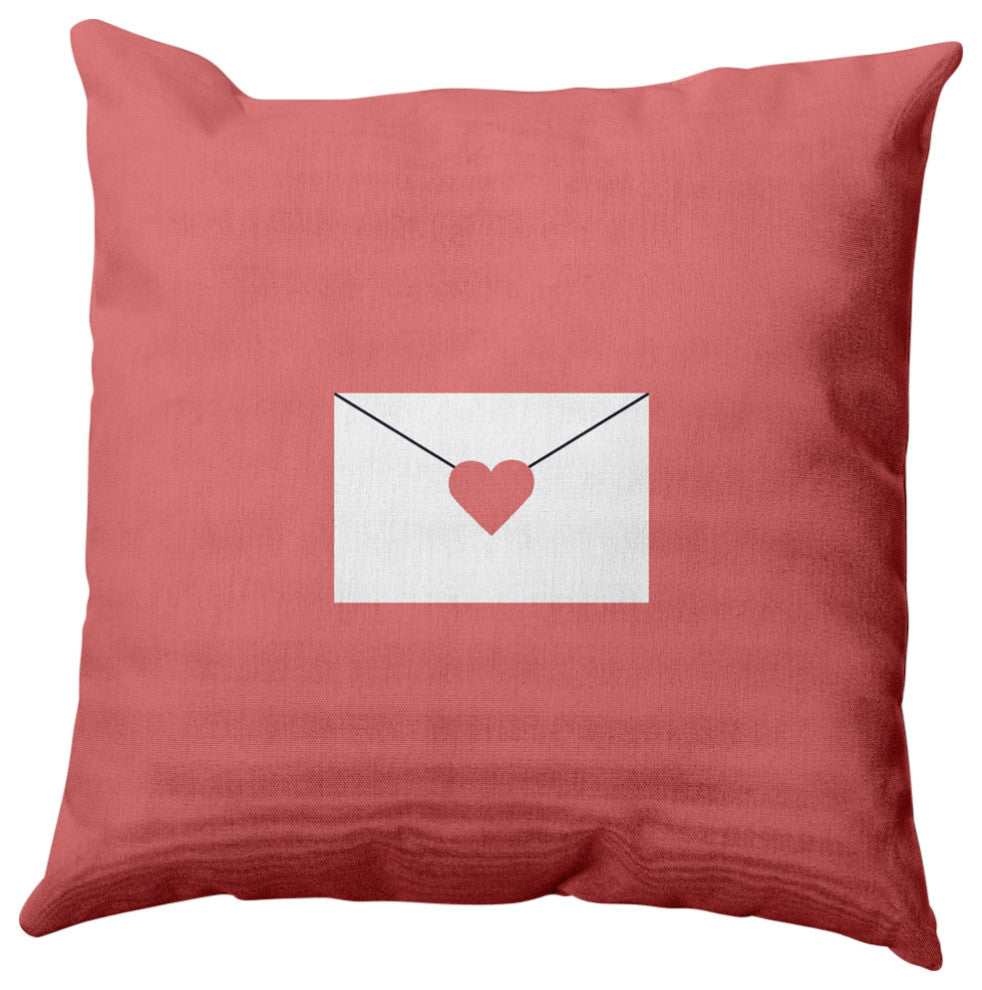 Love Letter Valentines Decorative Throw Pillow, Coral, 18"x18"
