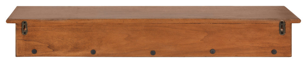Alta Floating Wood Shelf with 5 Posts, Walnut Brown, 36x5x5