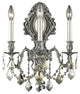 Elegant Monarch Wall Sconce, Pewter Finish With Royal Cut Crystal