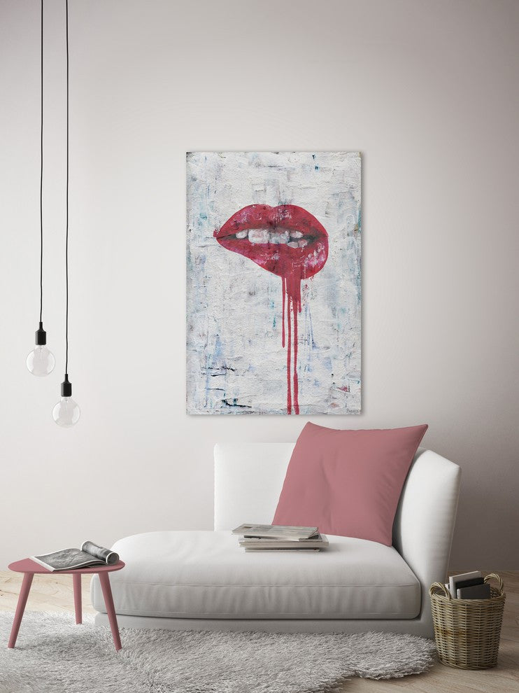 "Tainted Lips" Painting Print on Wrapped Canvas, 24"x36"