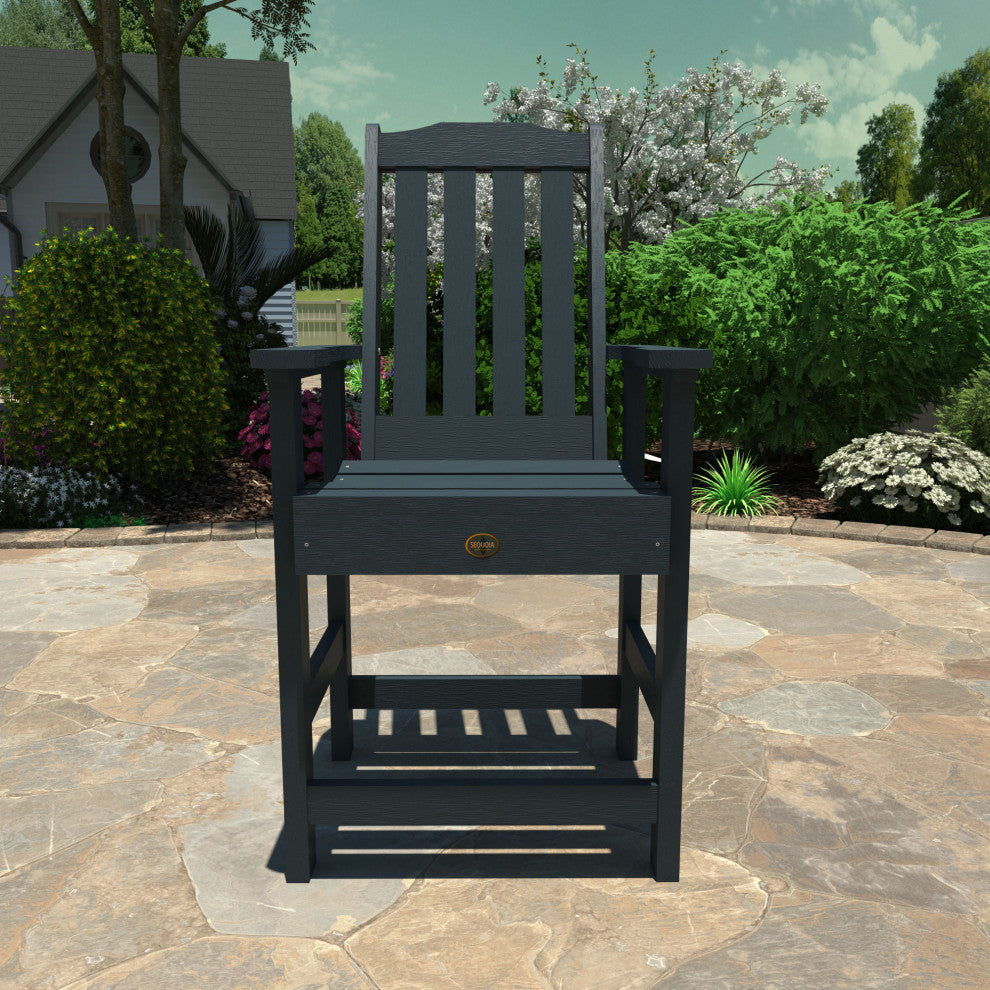 Springville Counter Dining Arm Chair, Weathered Acorn, Federal Blue