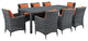 Modway Summon 9 Piece Outdoor Patio Sunbrella Dining Set, Canvas Tuscan