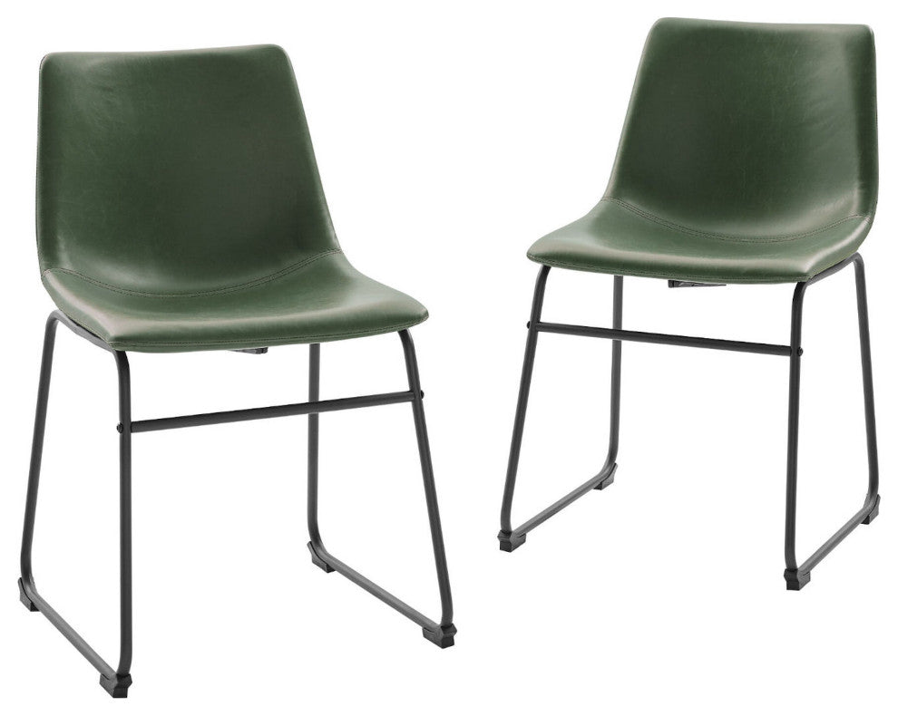 18ï¿½ Contemporary Metal-Leg Faux Leather Dining Chair, Set of 2 ï¿½ Green