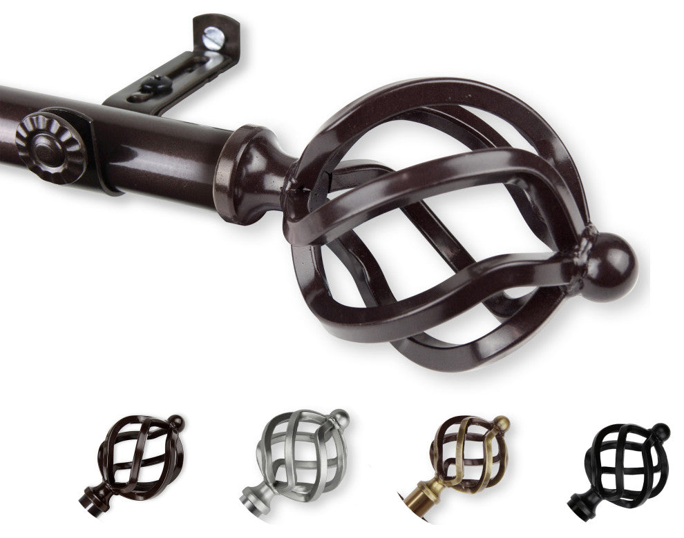 Twist Curtain Rod, Cocoa, 66-120"