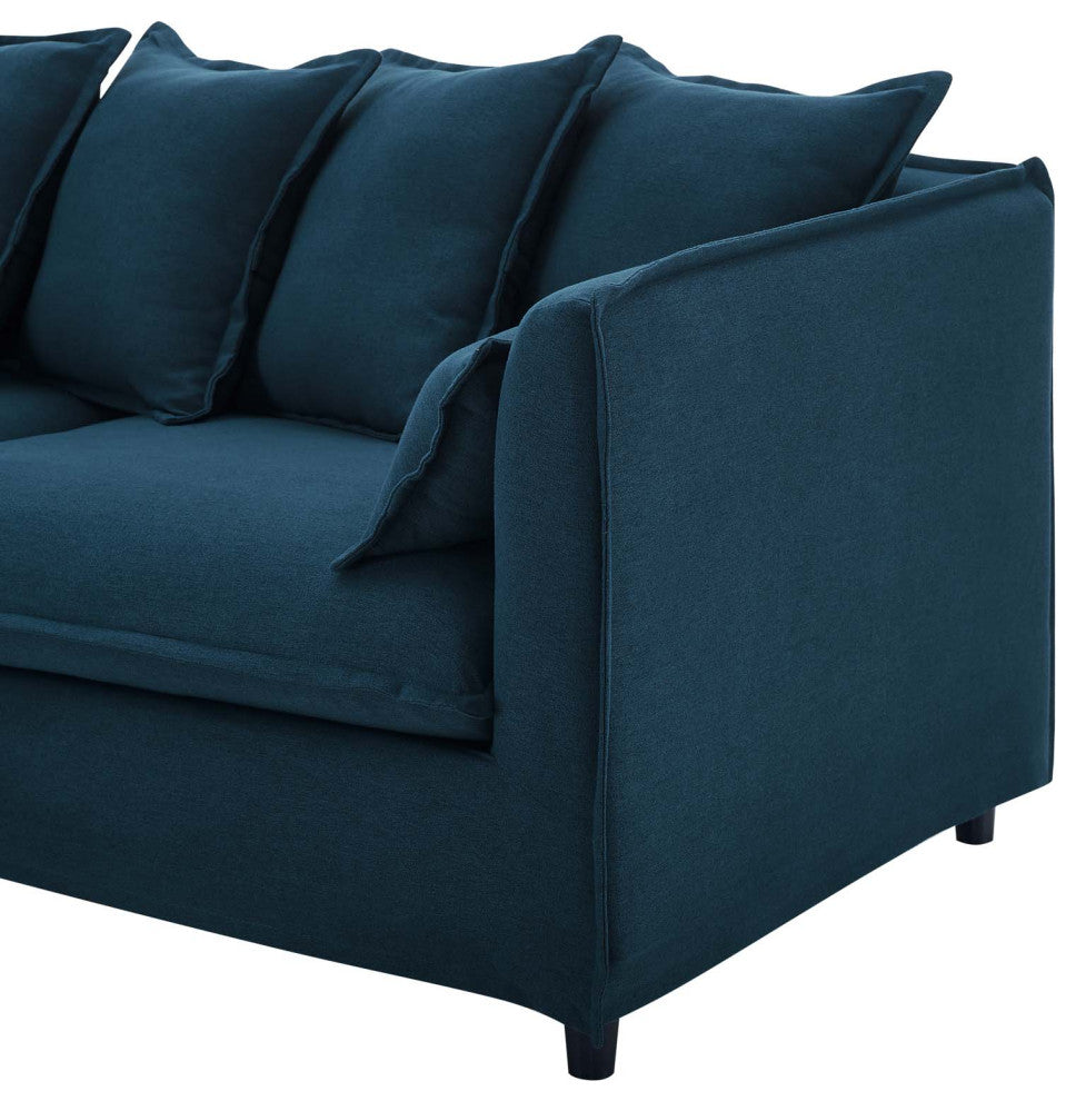 Sofa, Fabric, Navy Blue, Modern, Living Lounge Room Hotel Lobby Hospitality