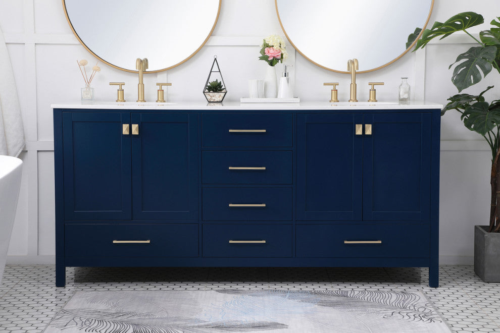 Blue 72" Double Sink Bathroom Vanity
