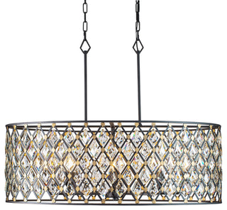 Varaluz-345N08CBHG-Eight Light Pendant Carbon/Havana Gold