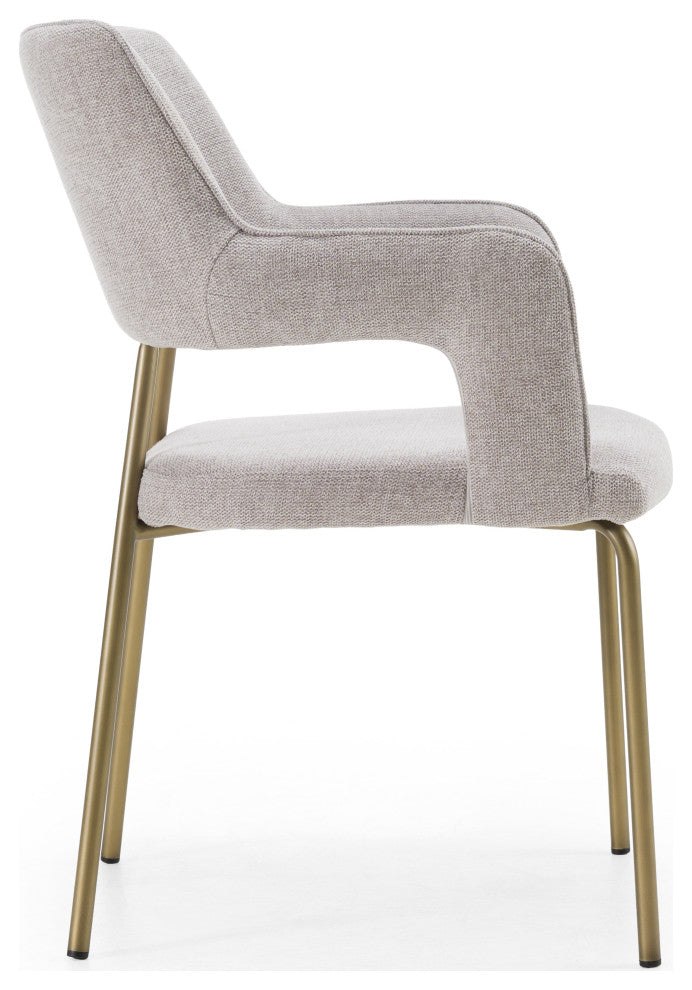 Modrest Childers Modern Grey Fabric + Antique Brass Dining Chair