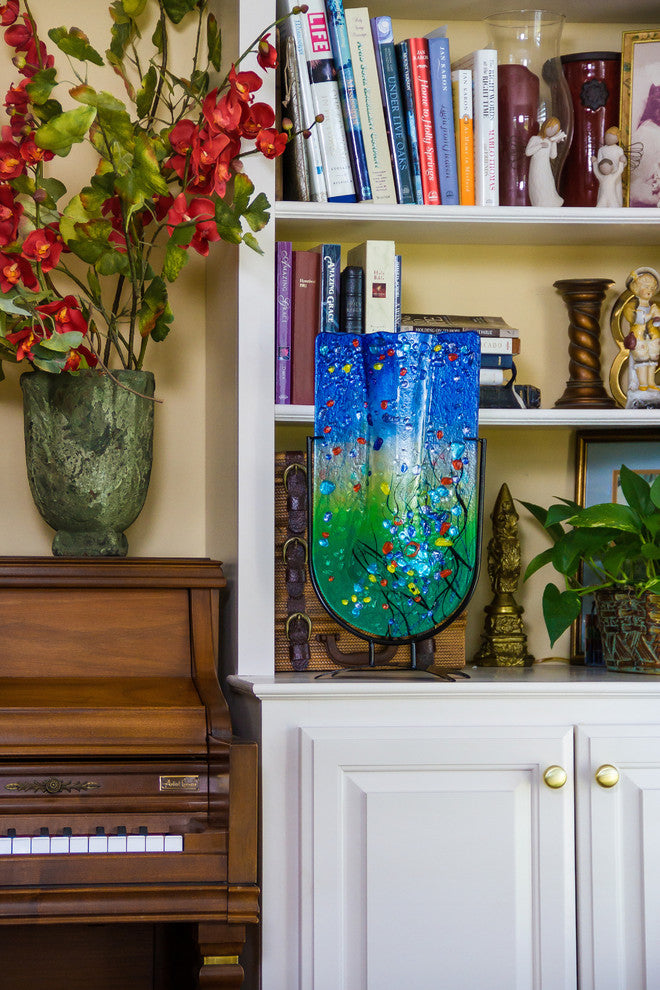 Tall U Fused Glass Vase, 18.5"x10"