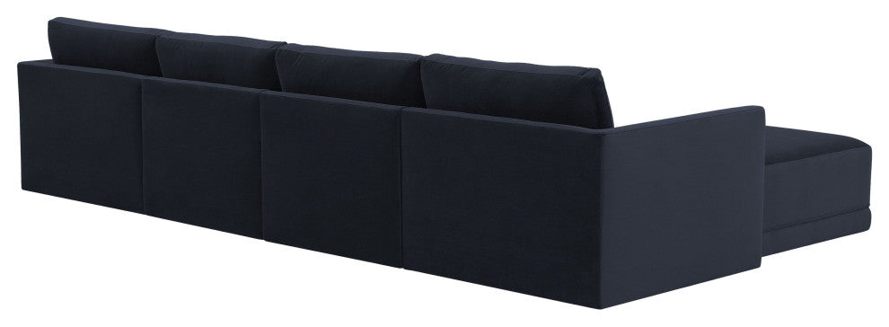 Flix Modular U Velvet Sectional Sofa, Modern 6 Piece Sectional Couch Set, Navy B