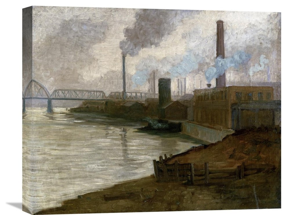 "Industrial Scene - Mills on The Monongahela" Artwork, 22" x 18"