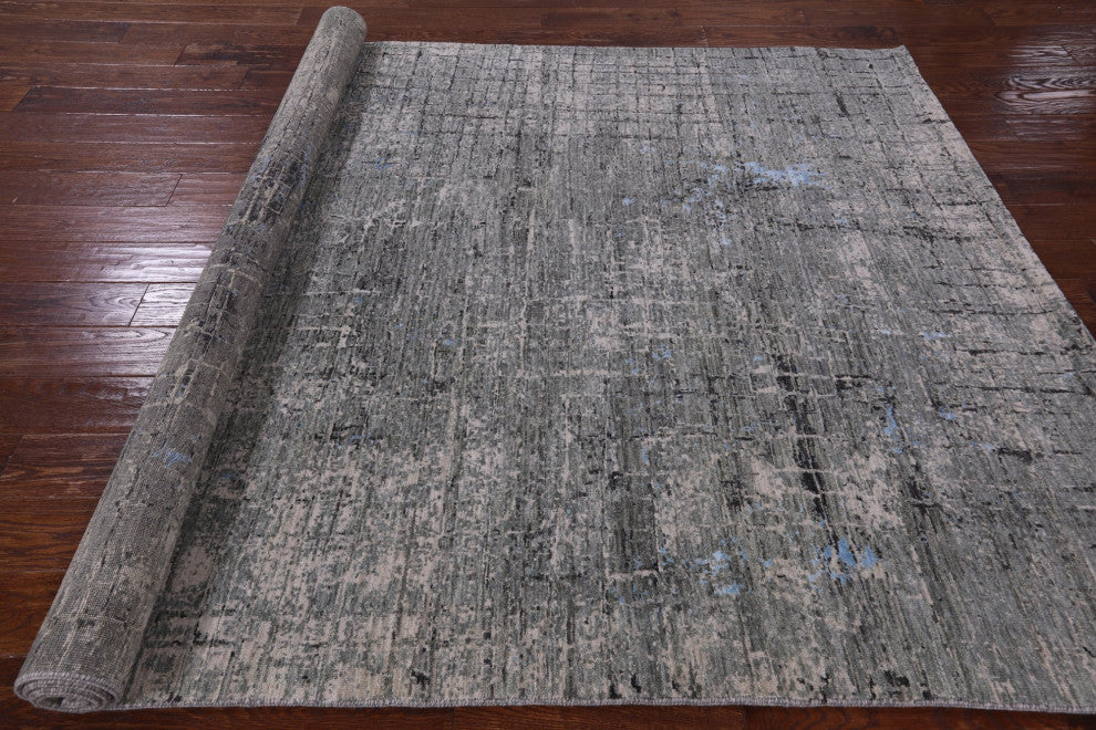 Wool and Silk Hand Knotted Abstract Rug 6' 2" X 9' 0" Q7191