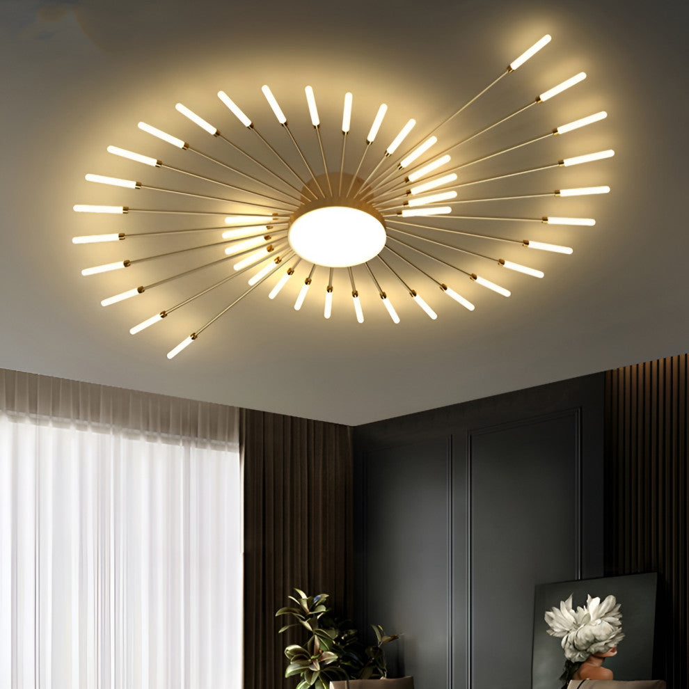 Yverdon-les-Bains | Creative Spiral LED Ceiling Light, Gold, 42 Heads