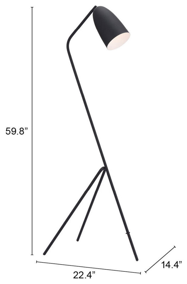 Floor Lamp Light, Steel Metal, Black, Kitchen Lounge Bistro Lobby Hospitality