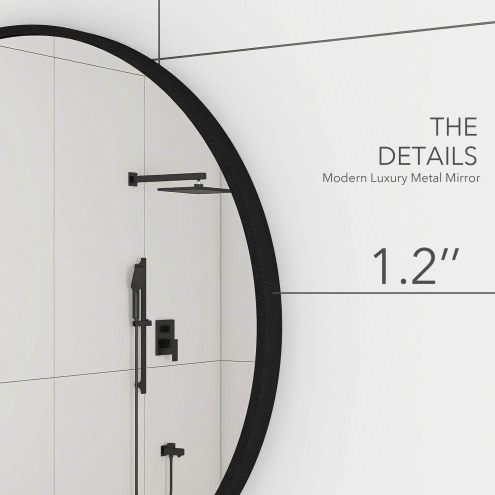 Round Framed Wall Mounted Bathroom Vanity Mirror, 30''