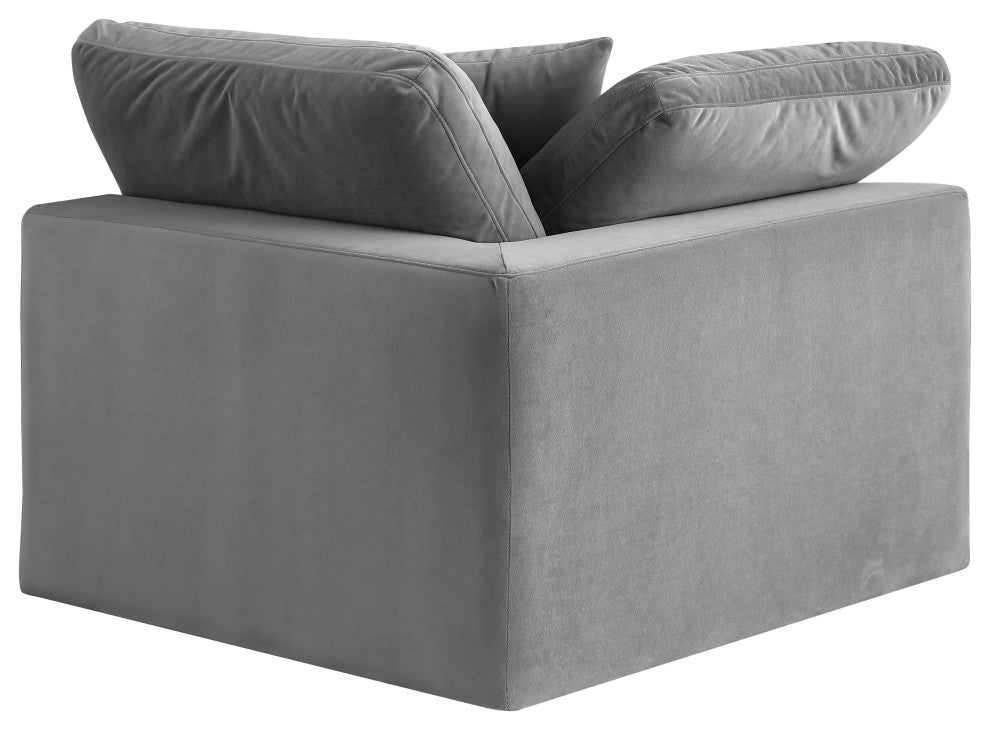 Comfy Beige Linen Textured Fabric Modular Chair, Grey, Velvet, Corner Chair