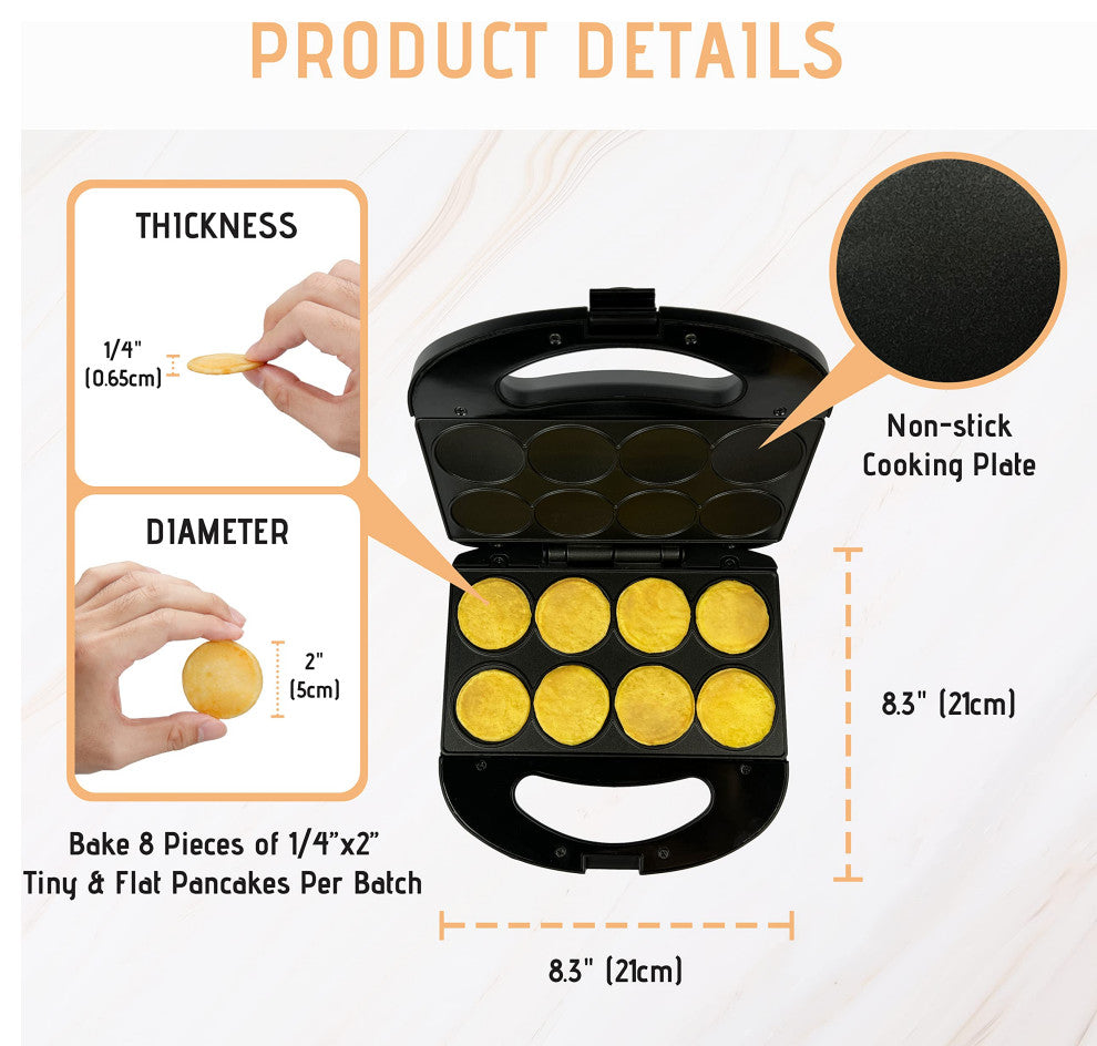 Mini Pancakes Maker Machine with Non Stick Plates, Small Pancake Griddle, Makes, Mini Pancakes Maker