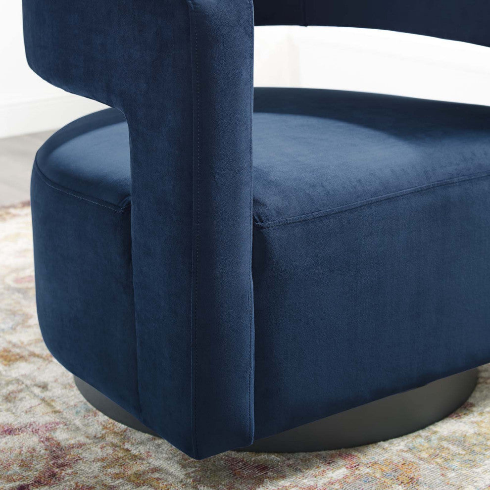 Armchair Accent Chair, Velvet, Dark Blue, Modern, Living Lounge Hospitality