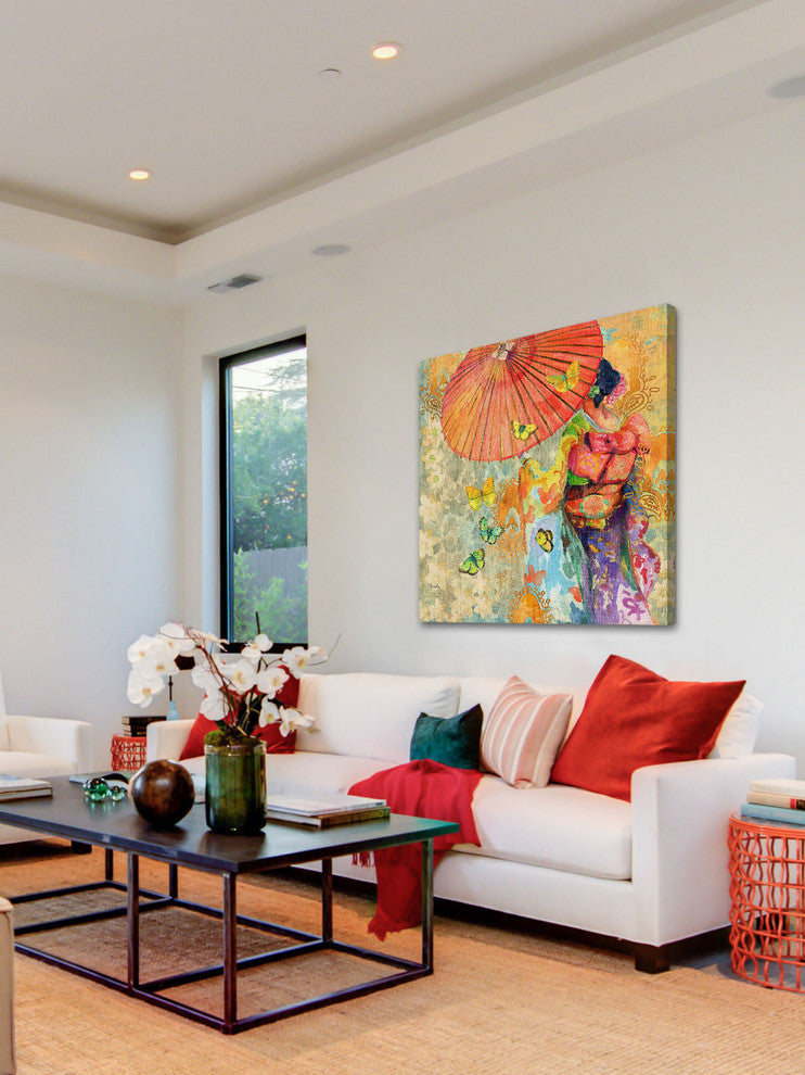 "Umbrella Butterflies" Painting Print on Canvas by Evelia