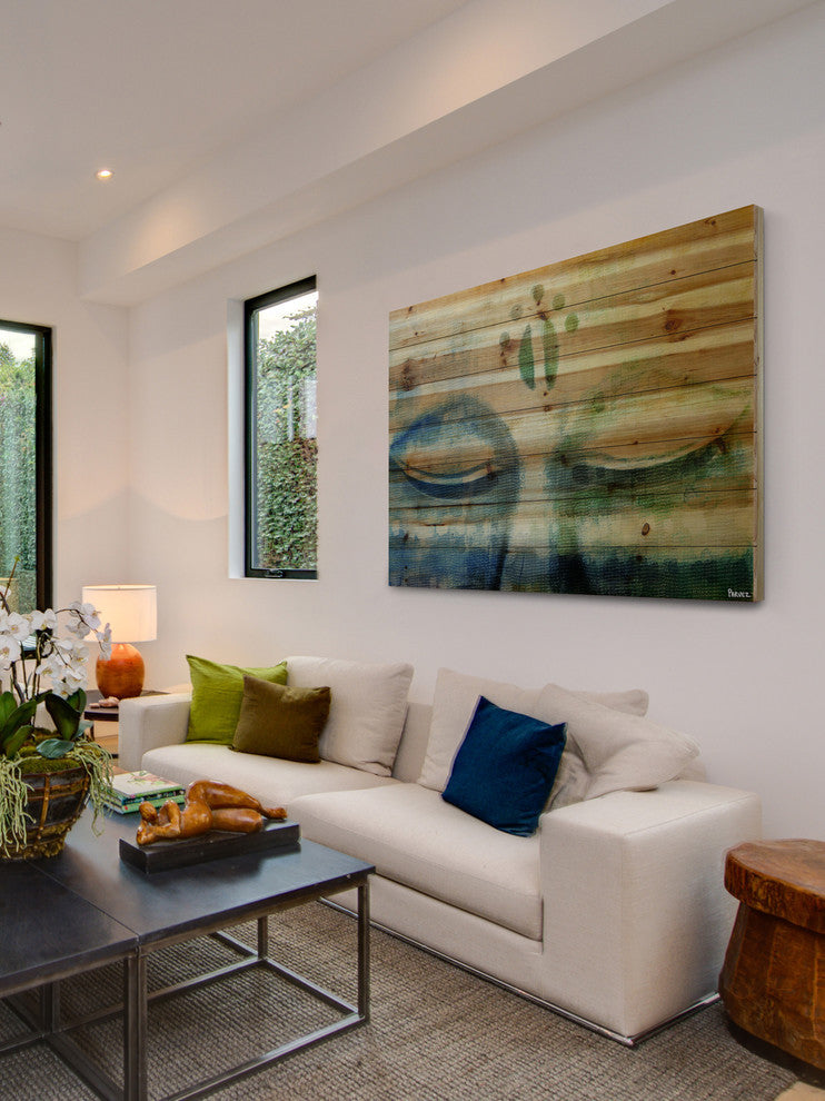 "Meditation" Print on Natural Pine Wood, 45"x30"