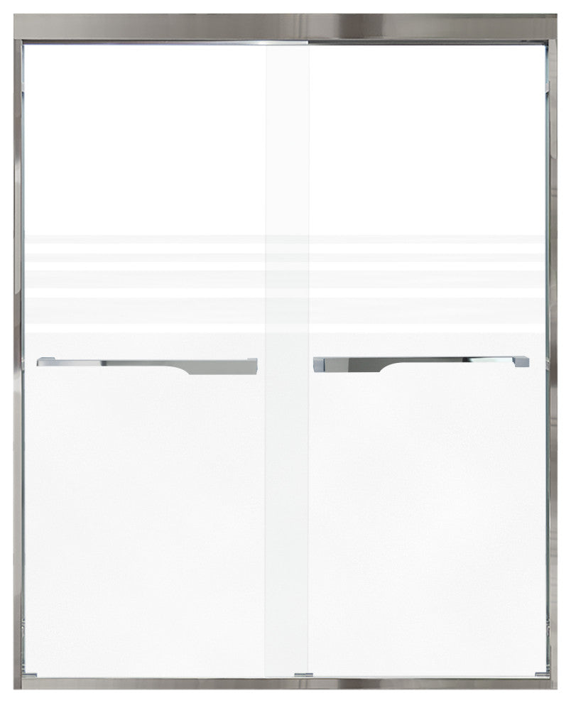 Frederick 59 in. W x 76 in. H Shower Door in Polished Chrome with Frosted Glass