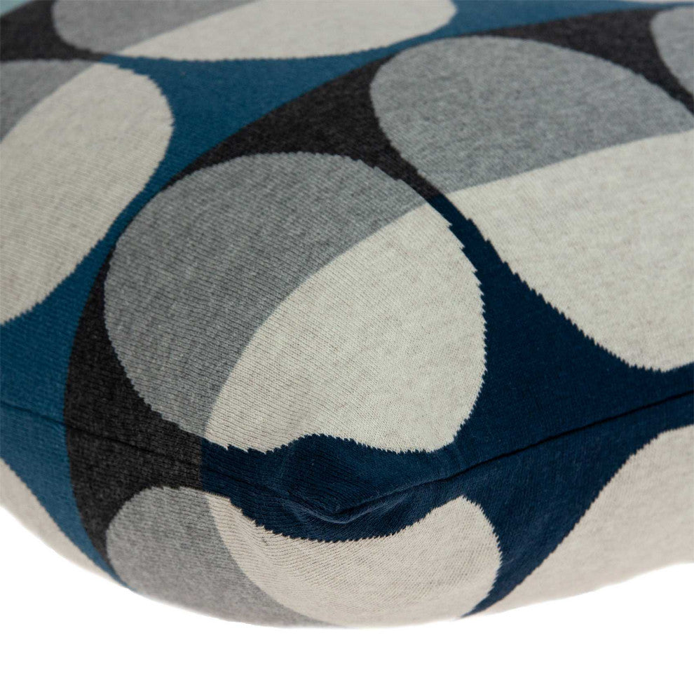 HomeRoots Geometric Design Gray And Teal Blue Cotton Pillow Cover