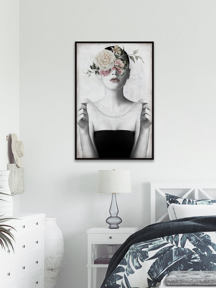 "Wear My Pearls" Floater Framed Painting Print on Canvas, 30x45