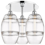 Ballston-Vaz 3-Light 20" Flush Mount, Polished Chrome, Clear