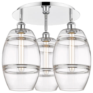 Ballston-Vaz 3-Light 20" Flush Mount, Polished Chrome, Clear