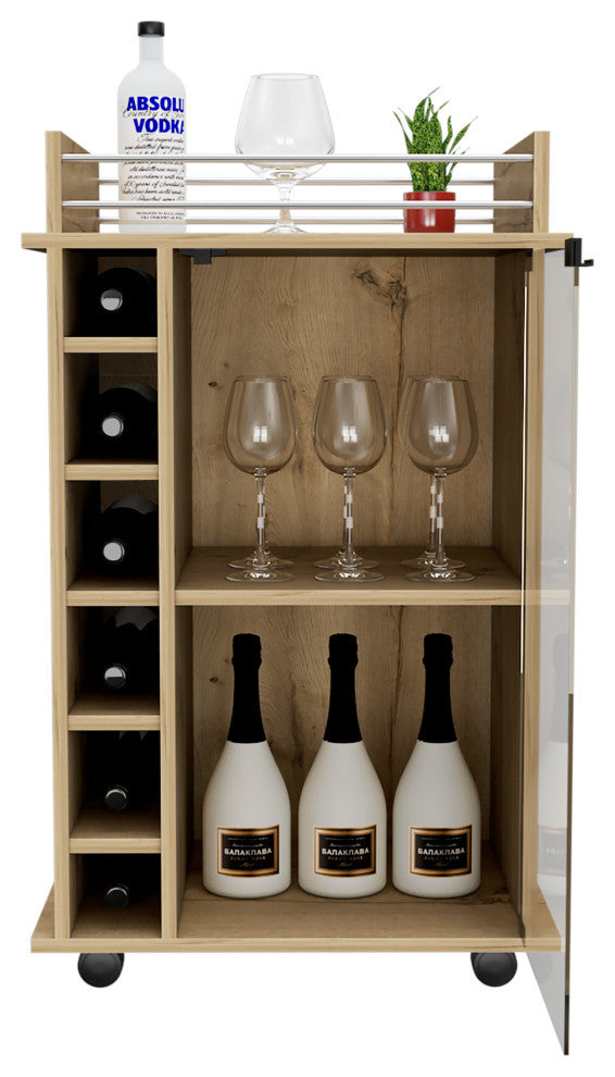 Vegas, Bar Cart, Light Oak