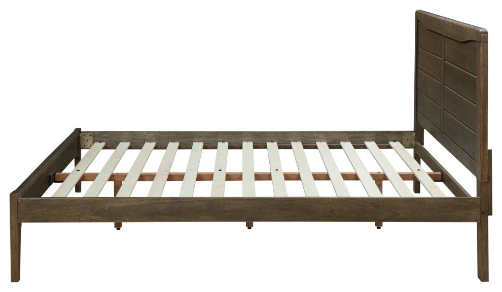 Stacey Rustic Wooden Queen Platform Bed, Weathered Oak