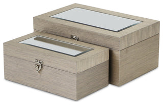 Shimmer Mirror Boxes, Set of 2, Rose Gold