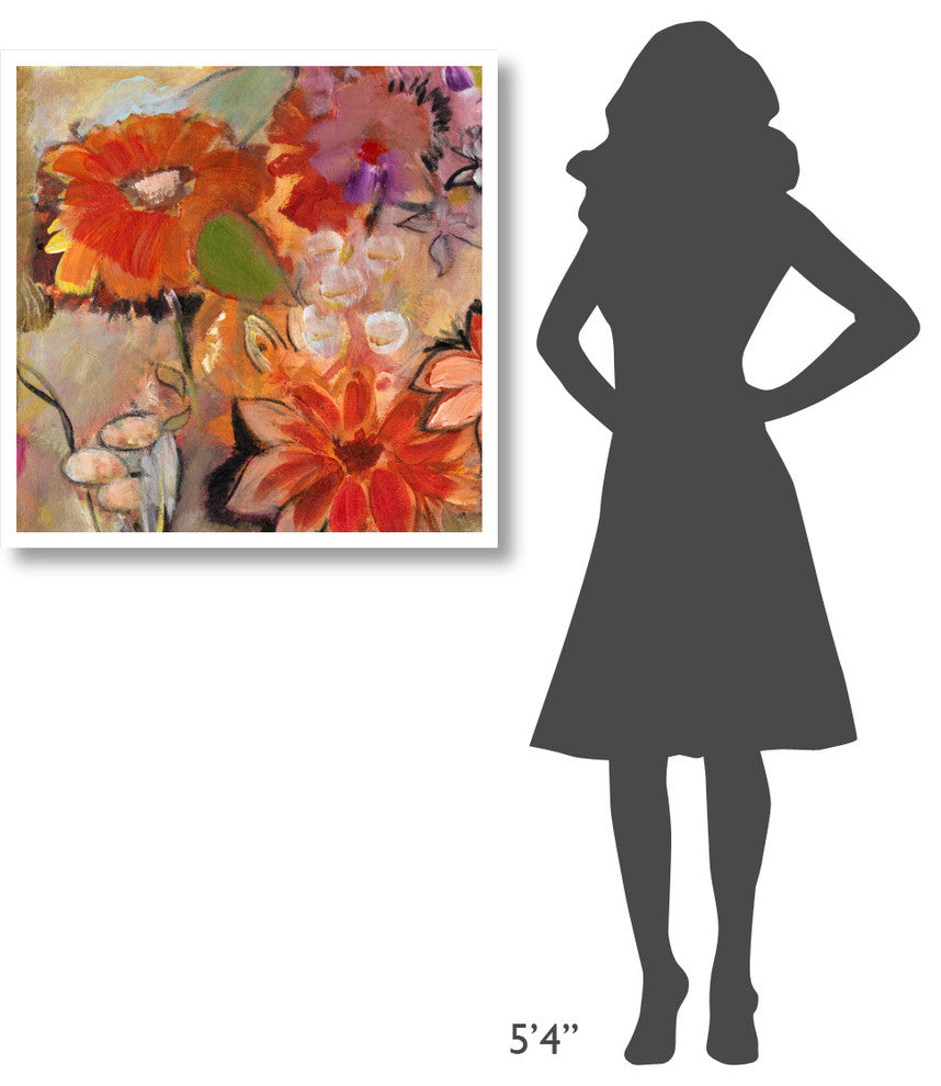 "Garden of a Joyful Day TL" Digital Paper Print by Joan Elan Davis, 32"x32"