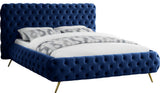 Delano Velvet Upholstered Bed, Navy, King