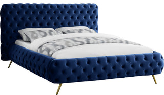 Delano Velvet Upholstered Bed, Navy, King