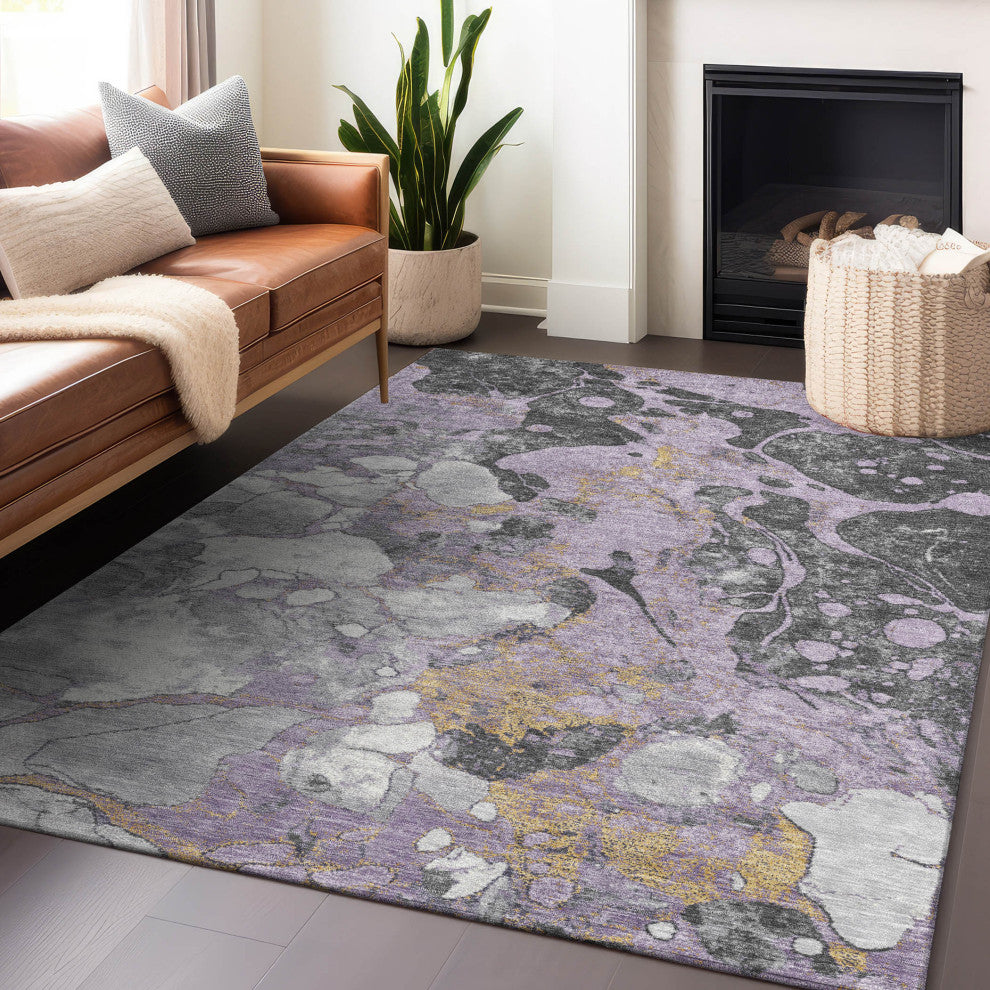 Machine Washable Indoor/Outdoor Chantille ACN1909 Violet 5' x 7'6" Rug