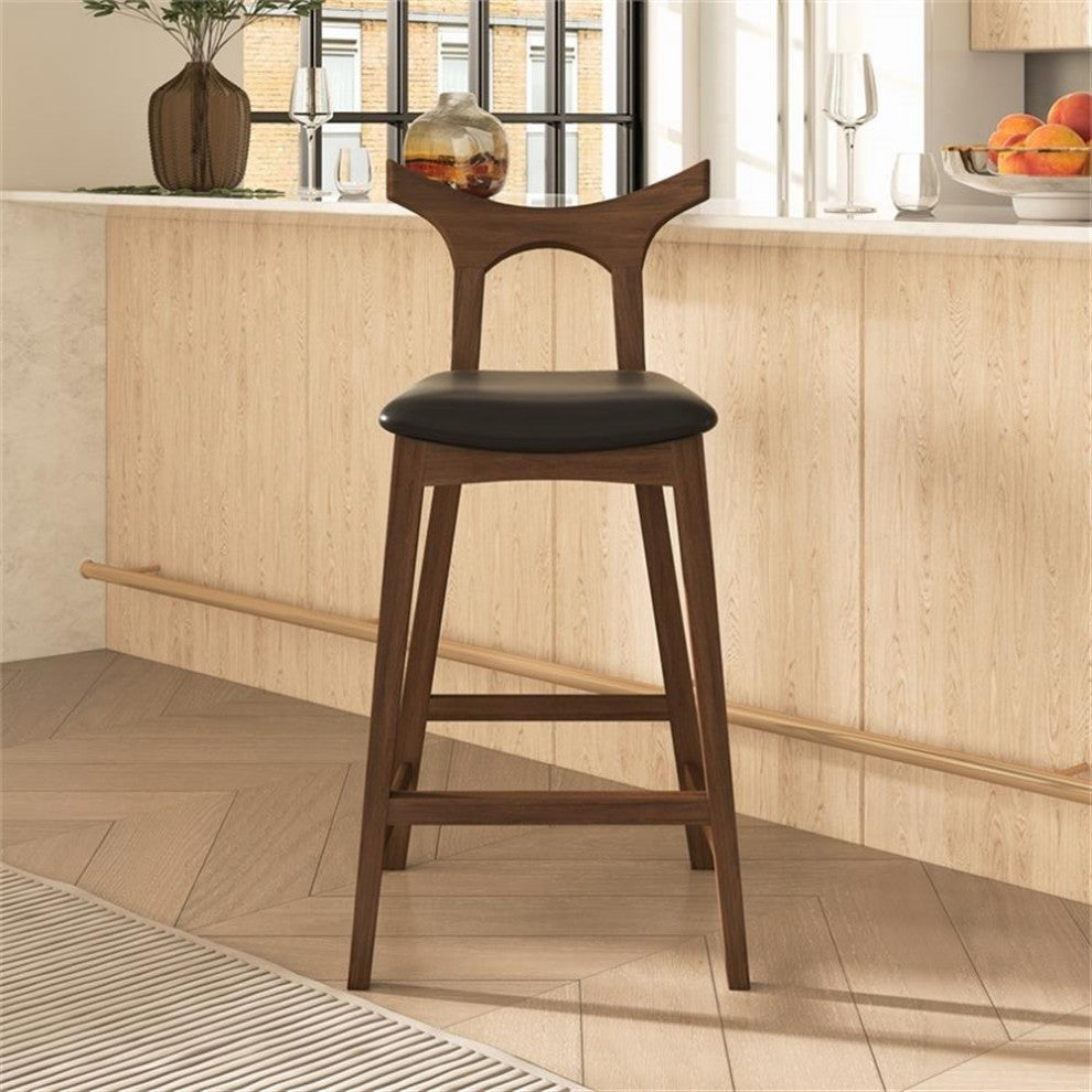 Ashcroft Harper Faux Leather Upholstered Counter Stool in Black (Set of 2)