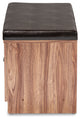 Valina Dark Brown Faux Leather Upholstered 2-Door Wood Shoe Storage Bench