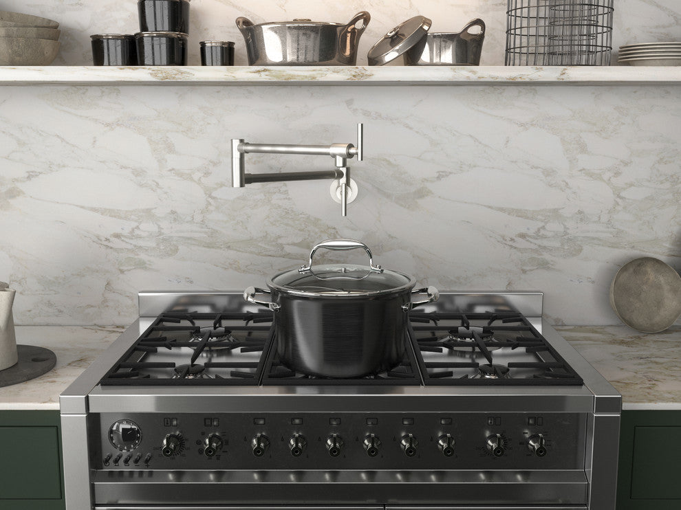 Braccia Series 24" Wall Mounted Pot Filler, Brushed Nickel