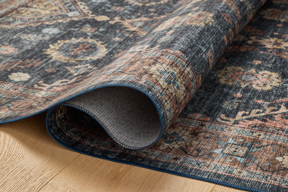 Loloi Washable Anniston Denim/Sunset Rug, 2'6"x7'6"